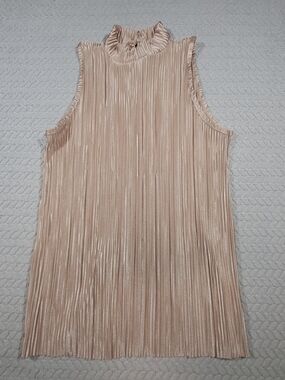 Absolute Angel Shimmery Blush Pleated Sleeveless Top